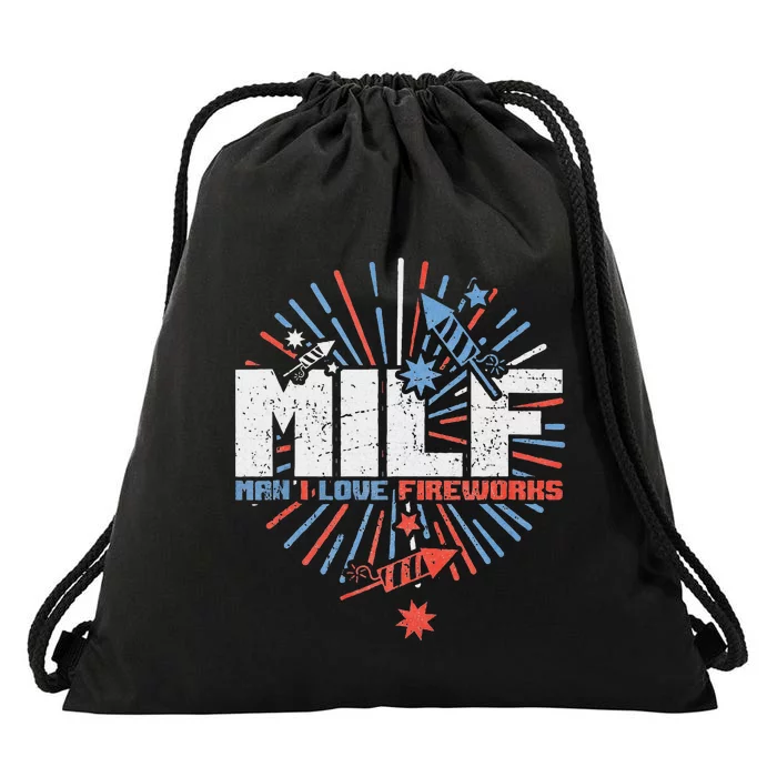 Milk Man I Love Fireworks 4th Of July Drawstring Bag