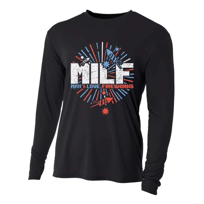 Milk Man I Love Fireworks 4th Of July Cooling Performance Long Sleeve Crew