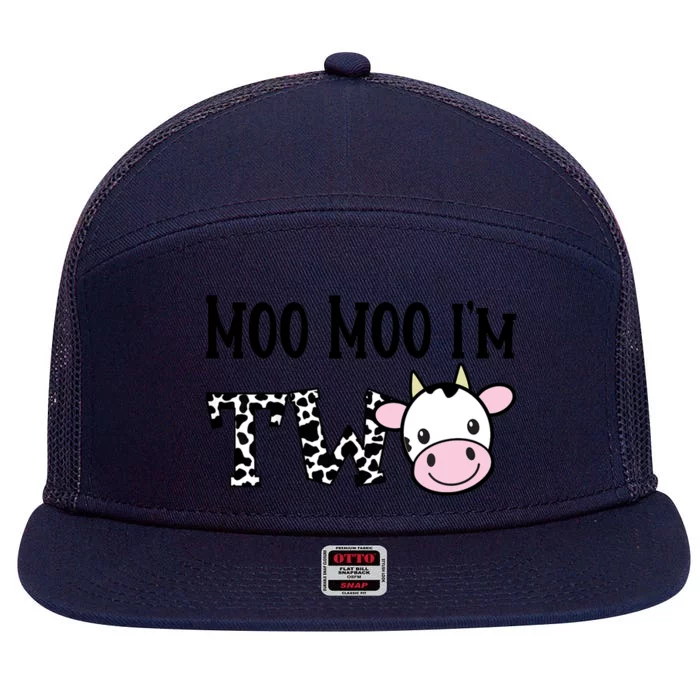 Moo Moo I'm Two Birthday Tee 2 Year Old Boy Cow Print 7 Panel Mesh Trucker Snapback Hat