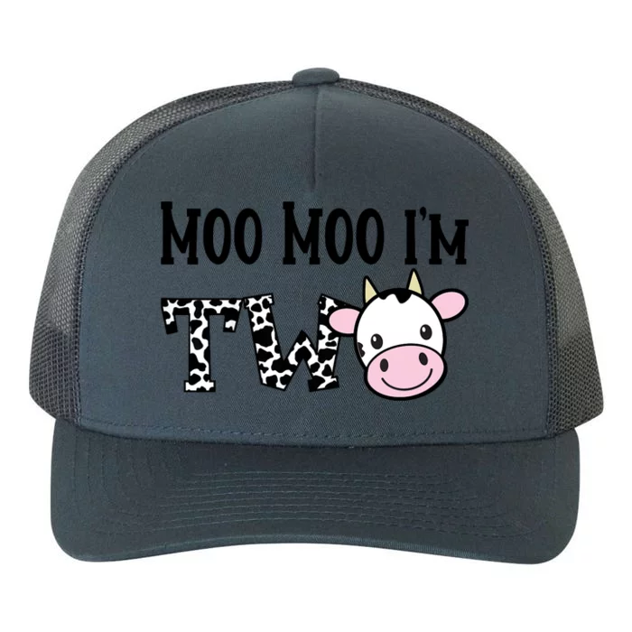 Moo Moo I'm Two Birthday Tee 2 Year Old Boy Cow Print Yupoong Adult 5-Panel Trucker Hat