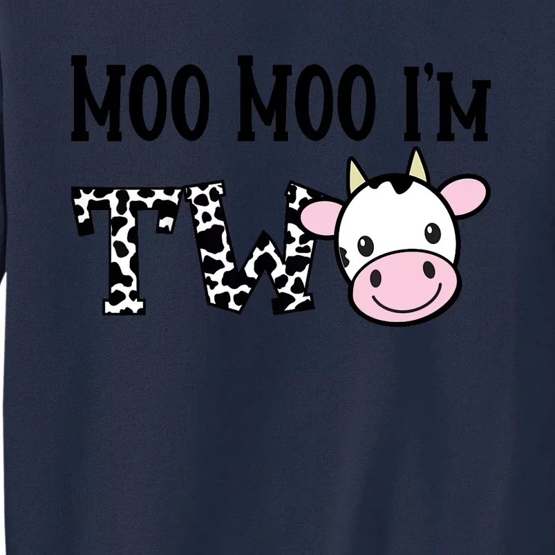 Moo Moo I'm Two Birthday Tee 2 Year Old Boy Cow Print Tall Sweatshirt