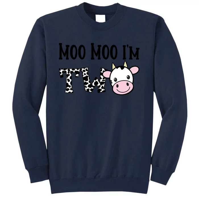 Moo Moo I'm Two Birthday Tee 2 Year Old Boy Cow Print Tall Sweatshirt