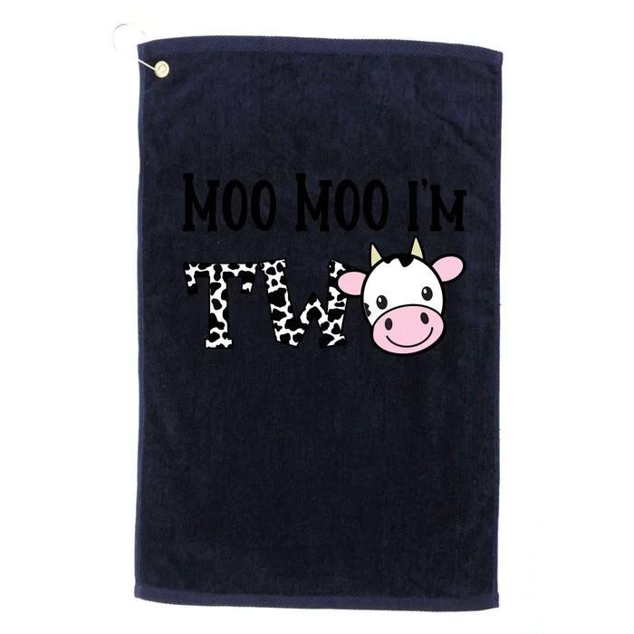 Moo Moo I'm Two Birthday Tee 2 Year Old Boy Cow Print Platinum Collection Golf Towel