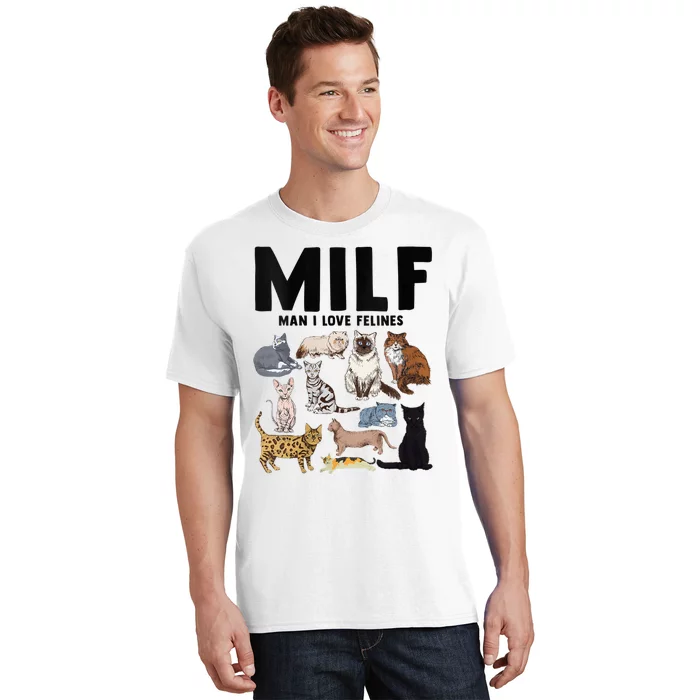 MILF Man I Love Felines Funny Cat Vintage T-Shirt