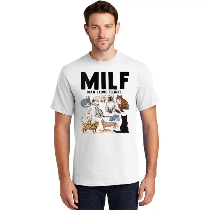 MILF Man I Love Felines Funny Cat Vintage Tall T-Shirt