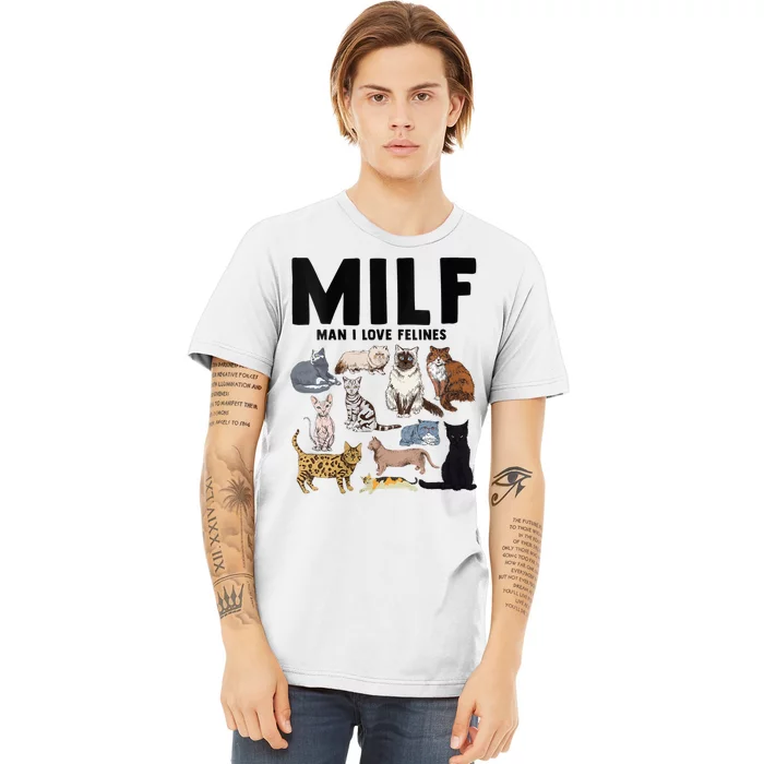 MILF Man I Love Felines Funny Cat Vintage Premium T-Shirt