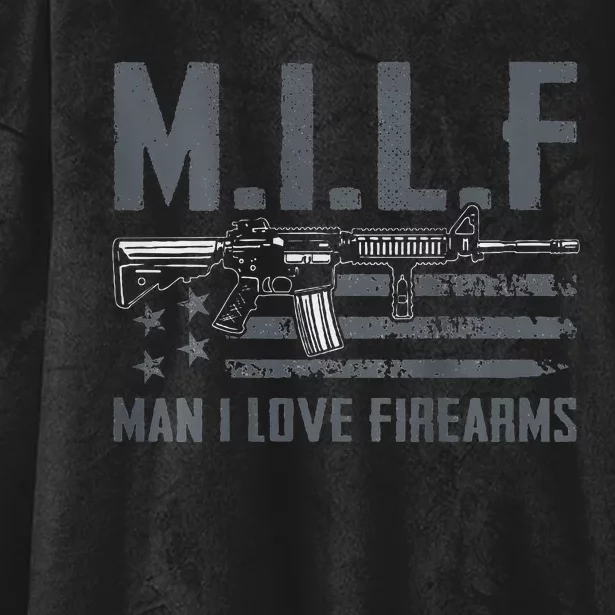 M.I.L.F Man I Love Firearms Funny Rifle Pro Gun Hooded Wearable Blanket