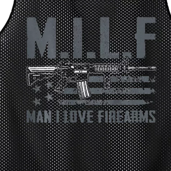 M.I.L.F Man I Love Firearms Funny Rifle Pro Gun Mesh Reversible Basketball Jersey Tank