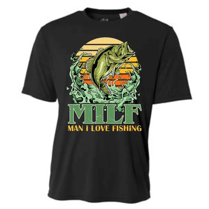 MILF Man I Love Fishing Funny Sayings Gift For Fishermen Cooling Performance Crew T-Shirt