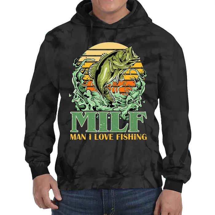 MILF Man I Love Fishing Funny Sayings Gift For Fishermen Tie Dye Hoodie