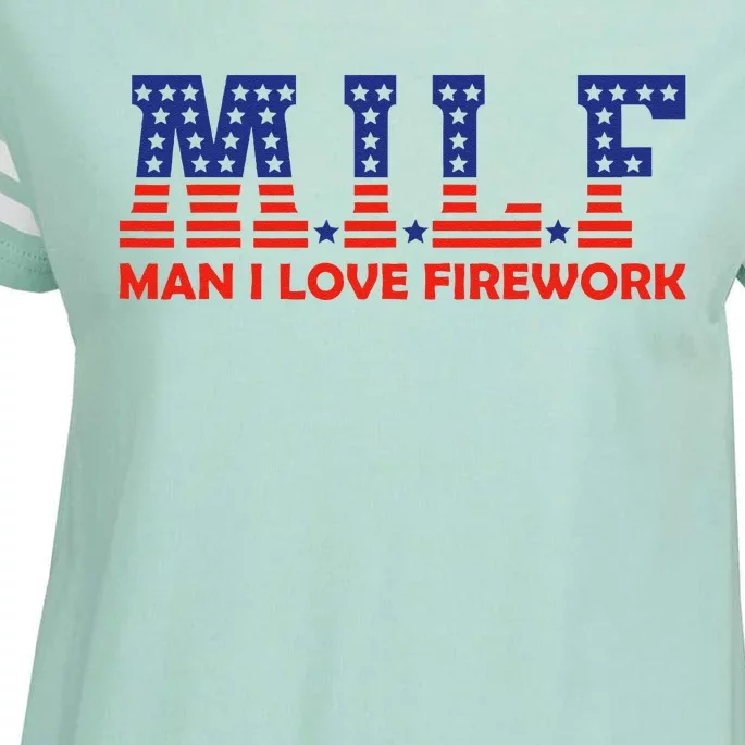 MILF Man I Love Fireworks Funny American 4th Of July Men Enza Ladies Jersey Football T-Shirt