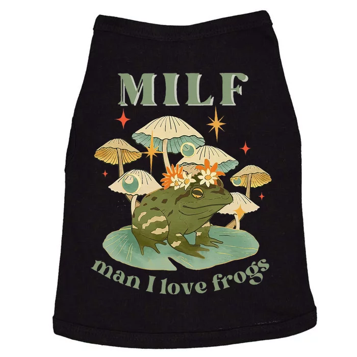 Milf Man I Love Frogs Vintage Retro Frog And Fungi Mushroom Doggie Tank