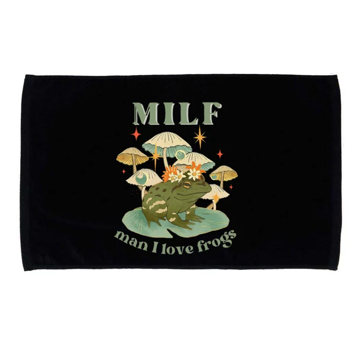 Milf Man I Love Frogs Vintage Retro Frog And Fungi Mushroom Microfiber Hand Towel