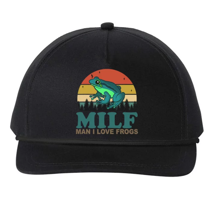 MILF Man I Love Frogs Funny Saying Frog Amphibian Lovers Snapback Five-Panel Rope Hat