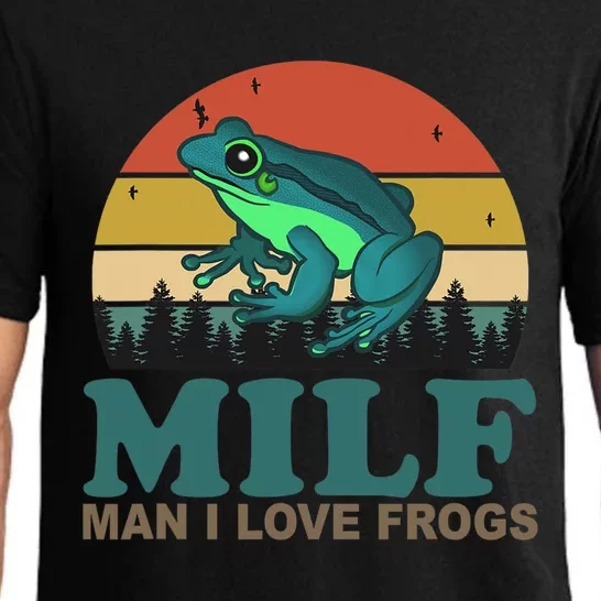 MILF Man I Love Frogs Funny Saying Frog Amphibian Lovers Pajama Set