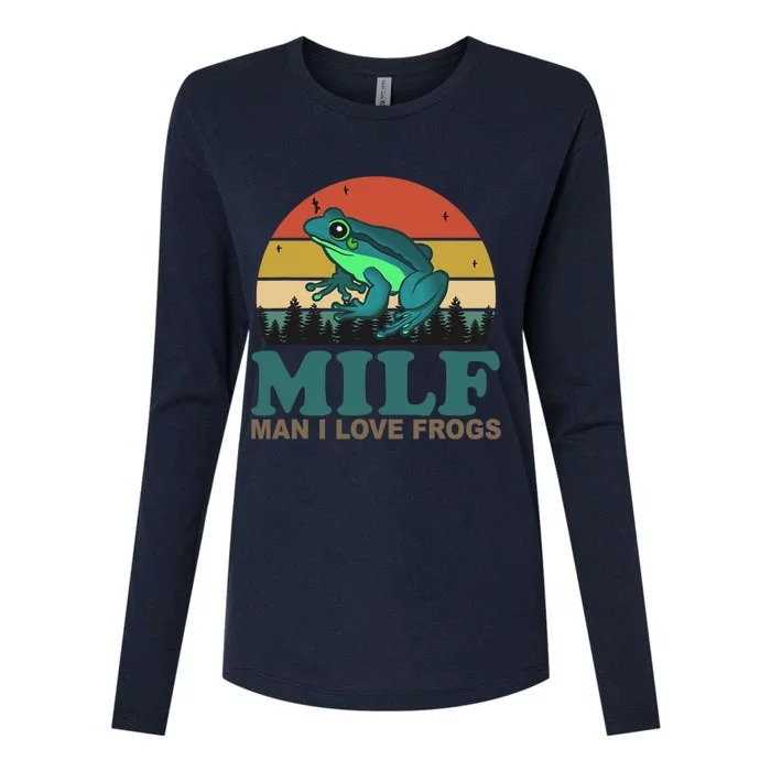 MILF Man I Love Frogs Funny Saying Frog Amphibian Lovers Womens Cotton Relaxed Long Sleeve T-Shirt