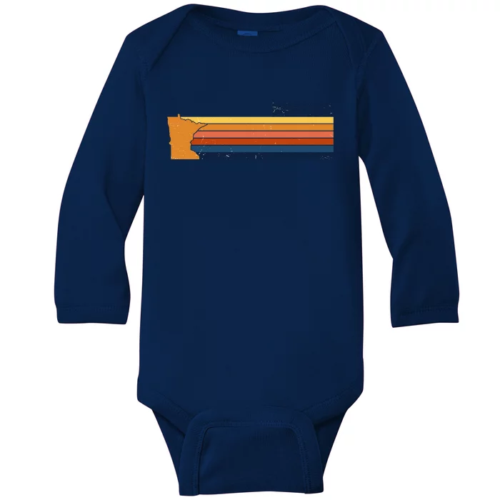 Retro Vintage Minnesota Baby Long Sleeve Bodysuit