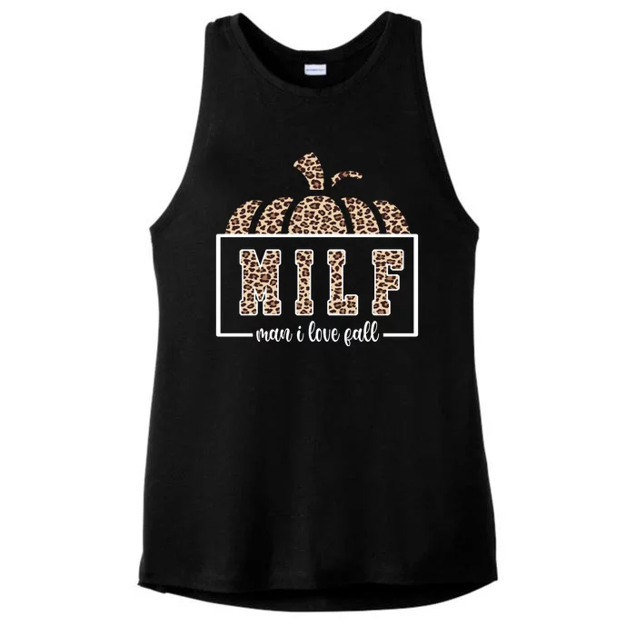 MILF Man I Love Fall Cheetah Pumpkin Cute Ladies Tri-Blend Wicking Tank