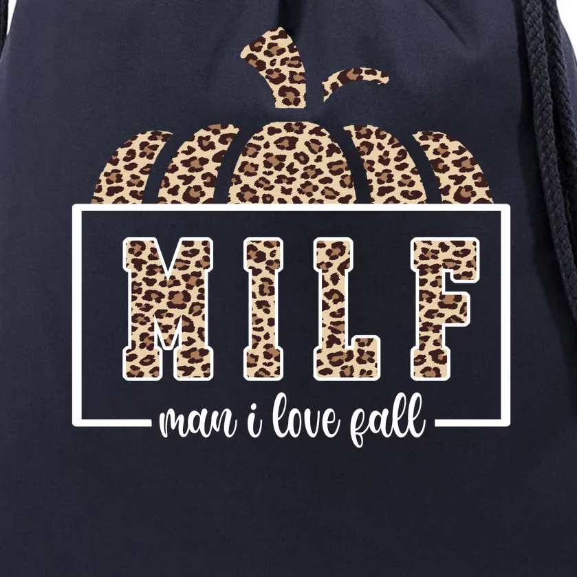 MILF Man I Love Fall Cheetah Pumpkin Cute Drawstring Bag