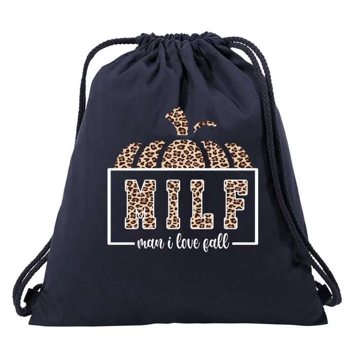 MILF Man I Love Fall Cheetah Pumpkin Cute Drawstring Bag