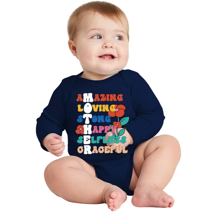 Mother Meaning I Love Mom Mothers Day Baby Long Sleeve Bodysuit