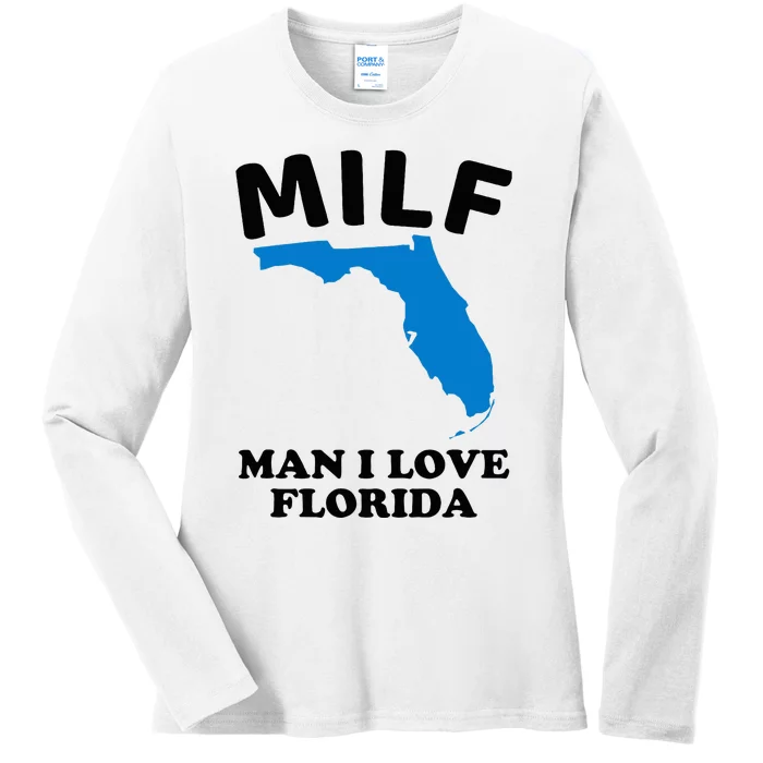 Milf Man I Love Florida Funny Miami United States Tampa Ladies Long Sleeve Shirt