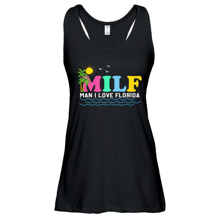 MILF Man I Love Florida Beach Summer Vacation Palm Tree Ladies Essential Flowy Tank