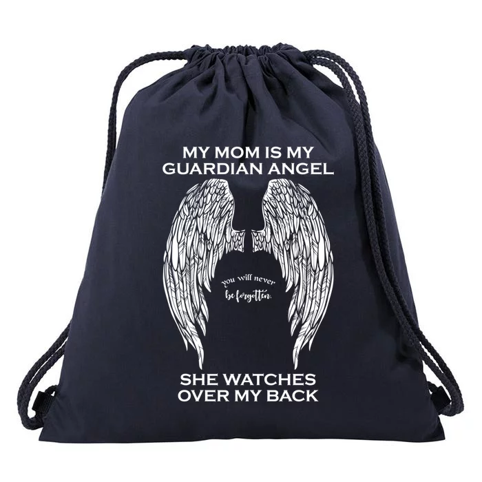 My Mom Is My Guardian Angel Gift Drawstring Bag