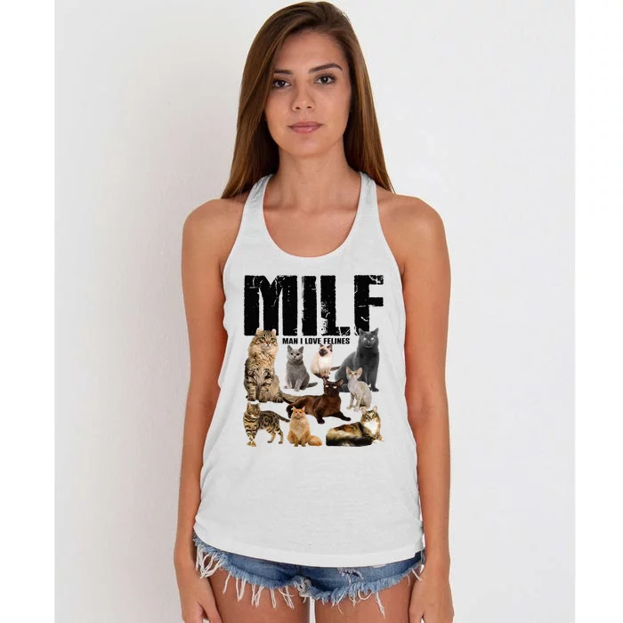 Milf Man I Love Felines Women's Knotted Racerback Tank