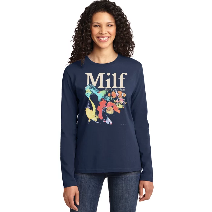 Milf Man I Love Fish Ladies Long Sleeve Shirt