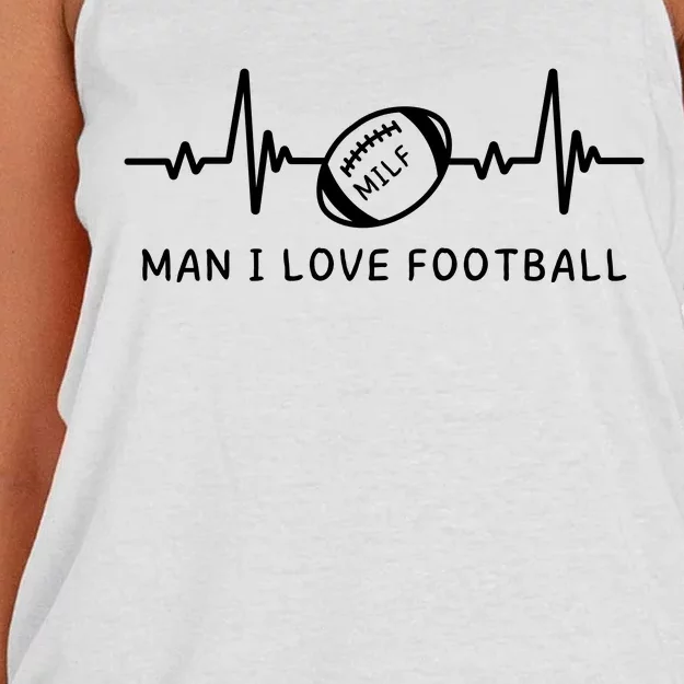 MILF Man I Love Football Women's Knotted Racerback Tank