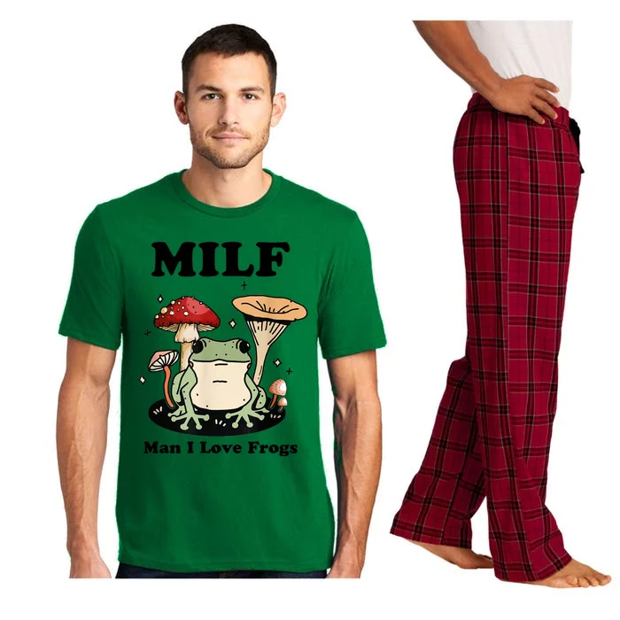 Milf Man I Love Frogs Vintage Retro Frog And Fungi Mushroom Pajama Set