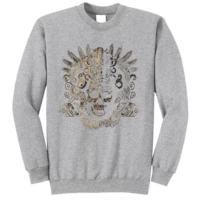 Mexican Mayan Inca Aztec King Skull Tall Sweatshirt