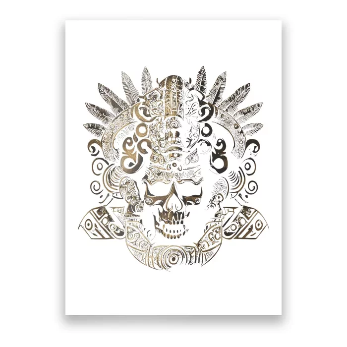 Mexican Mayan Inca Aztec King Skull Poster