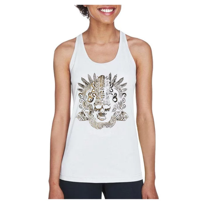 Mexican Mayan Inca Aztec King Skull Women's Racerback Tank