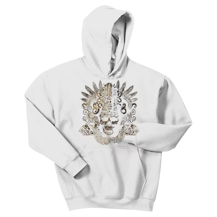 Mexican Mayan Inca Aztec King Skull Kids Hoodie