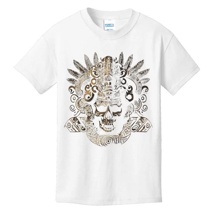 Mexican Mayan Inca Aztec King Skull Kids T-Shirt