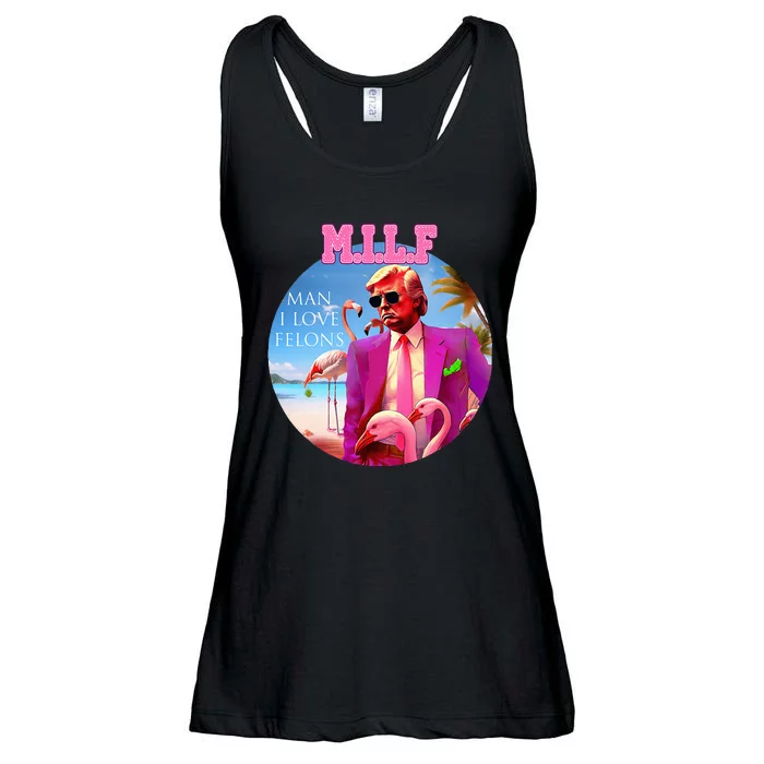 Milf Man I Love Felons Funny Trump Flamingo Pink 2024 Ladies Essential Flowy Tank