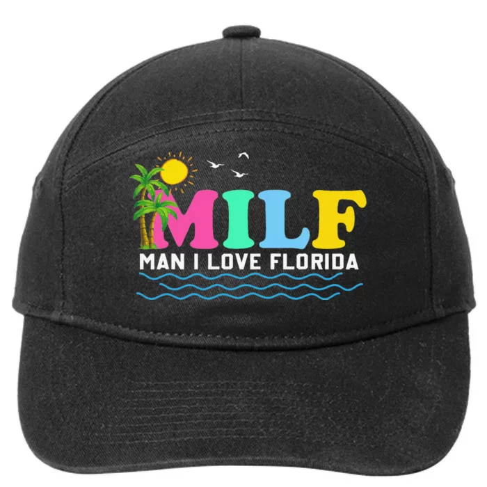 MILF Man I Love Florida Beach Summer Vacation Palm Tree 7-Panel Snapback Hat