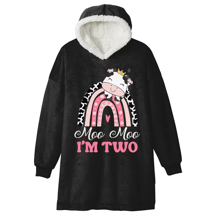 Moo Moo Im Two Birthday Outfit 2nd Bday Hooded Wearable Blanket