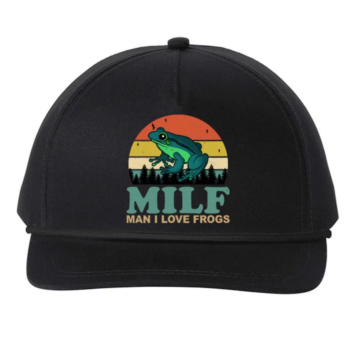 Milf Man I Love Frogs Funny Amphibian Lovers Snapback Five-Panel Rope Hat