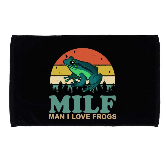 Milf Man I Love Frogs Funny Amphibian Lovers Microfiber Hand Towel