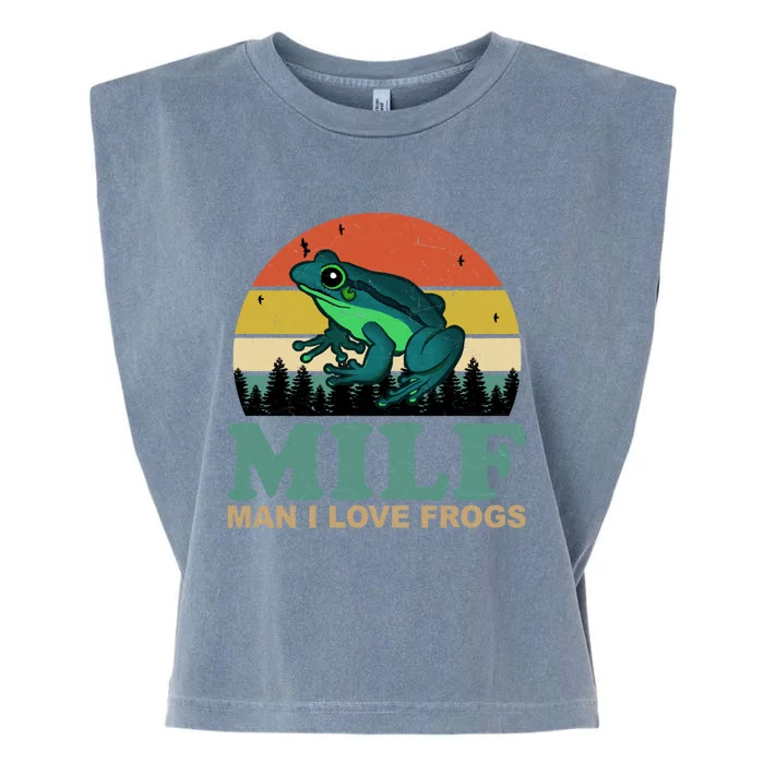 Milf Man I Love Frogs Funny Amphibian Lovers Garment-Dyed Women's Muscle Tee