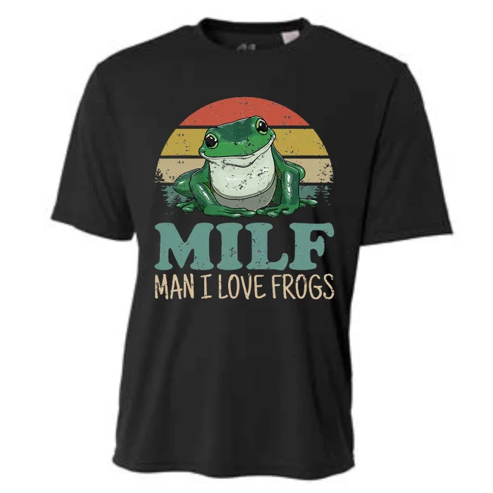 MILF Man I Love Frogs Funny Saying Frog Amphibian Lovers Cooling Performance Crew T-Shirt