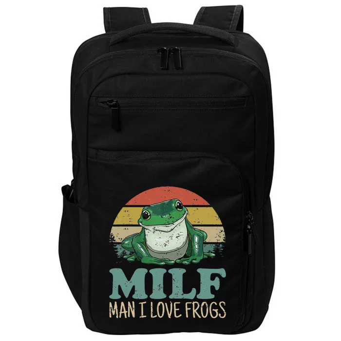 MILF Man I Love Frogs Funny Saying Frog Amphibian Lovers Impact Tech Backpack