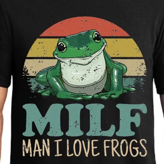 MILF Man I Love Frogs Funny Saying Frog Amphibian Lovers Pajama Set