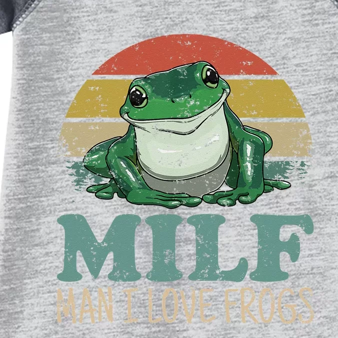 MILF Man I Love Frogs Funny Saying Frog Amphibian Lovers Infant Baby Jersey Bodysuit