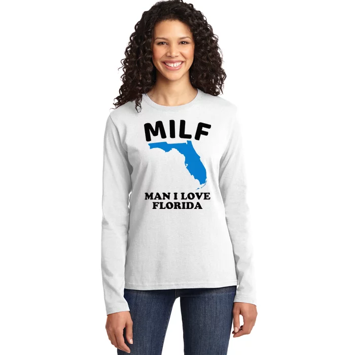 MILF Man I Love Florida Funny Miami United States Tampa Ladies Long Sleeve Shirt