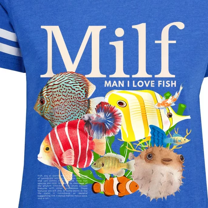 Milf Man I Love Fish Funny Fishing Fisherman Humor Nature Enza Ladies Jersey Football T-Shirt