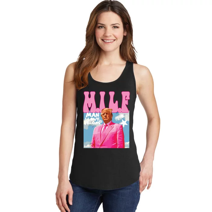 Milf Man I Love Felons Funny Trump Pink 2024 For President Ladies Essential Tank